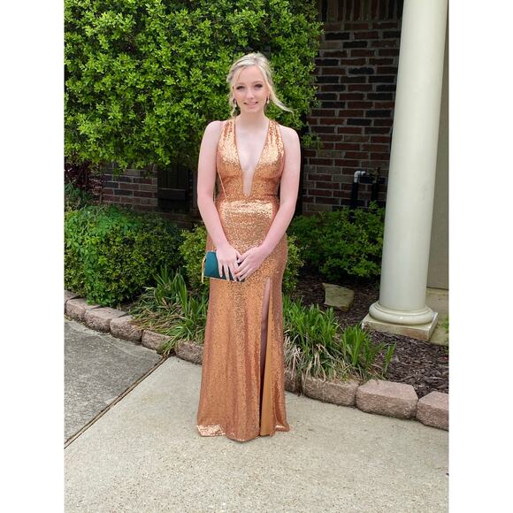 Alyce Paris Designs Gold Sequin Prom/Formal Dress | Size 2 | Excellent Condition - Picture 1 of 10